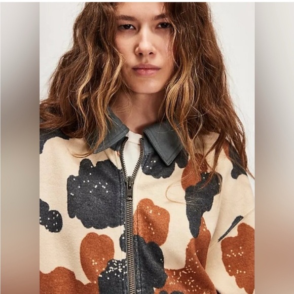 New Free People Happy Camper Cabin Cardi cream brown zipper - Picture 3 of 6